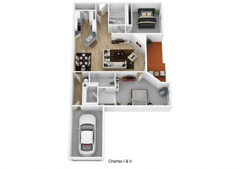 2 bed 2 bathroom floor plan Aat Falls at Landen, Ohio